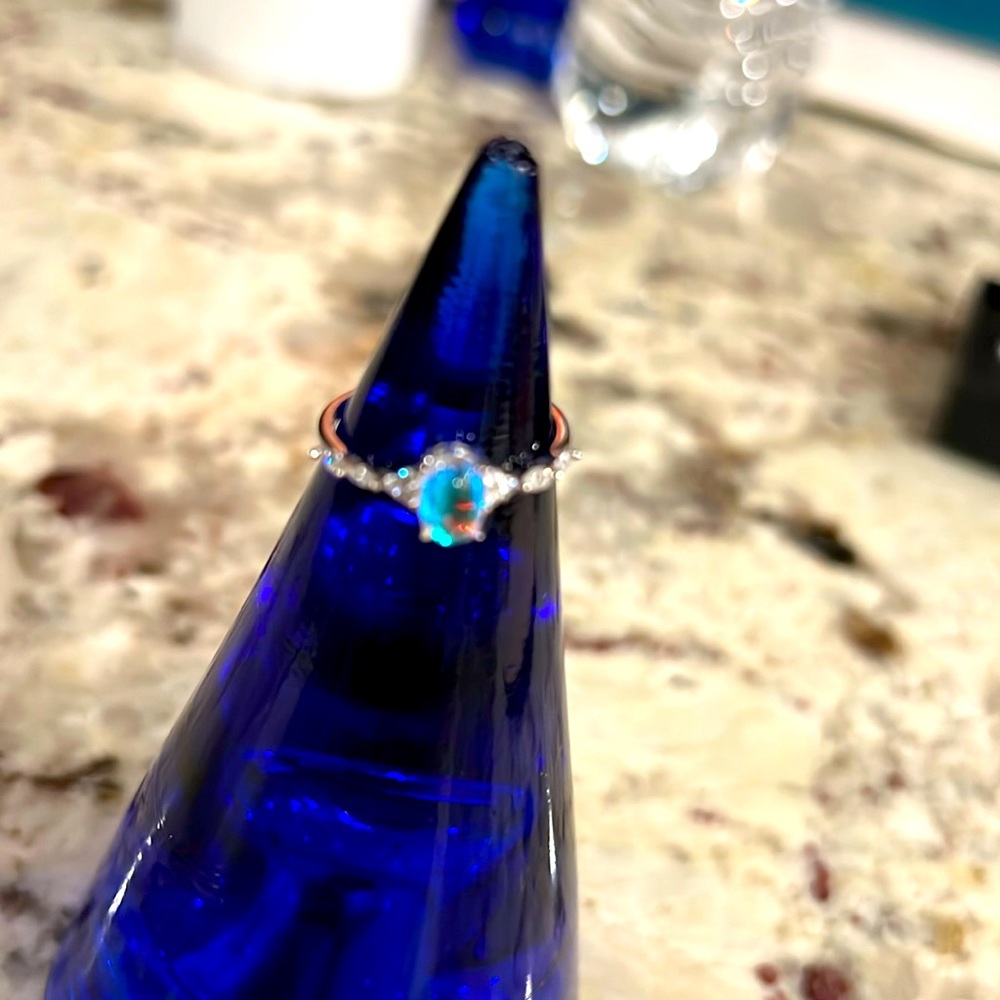 Size 7 beautiful rainbow stone with rhinestones